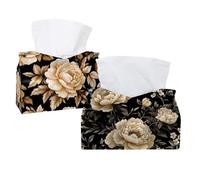 Boho Floral Tropical Leaves Tissue Box Cover Rectangular Leather Tissue Holder Decorative Facial Tissue Paper Cover Case Organizer for Bathroom Car Tabletop Living Room Home