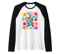 Boho Floral Turtle Save The Sea Turtle Hawaiian Ocean Animal Raglan Baseball Tee