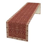 Boho Floral Vintage Table Runner, Red Retro Flower Rustic Country Farmhouse Abstract Pattern for Home Kitchen Table Decor Dining Coffee Room Party Decor 13x60in