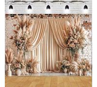 Boho Floral Wedding Backdrop Vintage Flowers Brick Wall Background Manternity Backdrop for Photoshoot Bohemian Style Background Girls Birthday Princess Weeding Bridal Shower Floral Decor (A, 7x5feet)