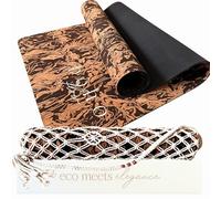 Boho Flow Deluxe Coffee Cork Yoga Mat XL | Caffè Core Limited Edition - Extra Large 72" x 26" Design with Natural Rubber Backing | 5mm Thick Cushion | Stylish Handmade Macramé Bag