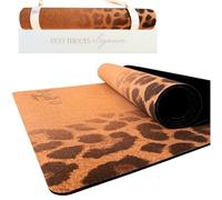 Boho Flow Stylish Leopard Cork Yoga Mat - Premium FSC Cork Surface & 5mm Natural Rubber | Non-Slip, Sweat-Proof | Carry Strap Included | 72" x 26" Large Cork Mat