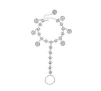 Boho Flower Coins Barefoot Sandals Anklets Bracelet Vintage Adjustable Silver Disc Tribal Tassel Chain Toe Ring Anklet Summer Beach Waterproof Foot Link Fashion Charm Jewelry Accessories for Women