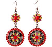 Boho Flower Earring Tribal Geometric Handmade National Earrings, L, Metal, No Gemstone