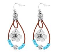 Boho Flower Earrings, Vintage Boho Handmade Nature Stone and Flower Earrings Dangle Drop Jewelry with Card 2 Earring Back for Women Outfit Accessories Gift (Style 1)