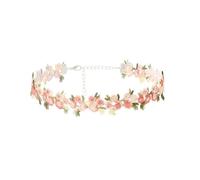 Boho Flower Lace Choker Handmade Pendant Pink Daisy Violet Flower Floral Embroidery Necklace for Women Spring Summer Holiday Birthday Graduation Party, Zinc, No Gemstone