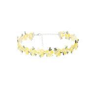 Boho Flower Lace Choker Necklace Handmade Charm Pink Rose Daisy Violet Flowers Floral Embroidered Collar Necklace for Women Spring Summer Holiday Birthday Prom Party Wedding Bridal Jewelry Gifts, Zinc