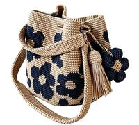 Boho Flower Tote Bag, Handmade Crochet Travel Pouch, 14-Inch Water Friendly with Breathable Feature, High Tenacity Yarn Shield, Modern Nautical Gear with Retro Design, Summer Aid for Cruise and Gym