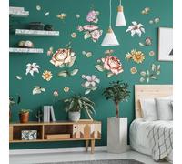 Boho Flower Wall Stickers - Wall Decals Living Room Kitchen Wallpaper Wildflower Garden Floral Wall Stickers Girls Bedroom Wall Decor 1824