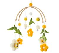 Boho Flowers & Bees Baby Crib Mobile Hanging Crib Toys - Baby Mobile for with Bell Soothe Color Visual Cognition for Infant Bedroom Nursery Decor