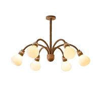 Boho Flush Mount Ceiling Light Hand Woven Hemp Rope Sputnik Chandelier High Rustic Farmhouse Vintage Milk Glass Close To Fixtures For Bedroom Dining Room Kitchen Living R