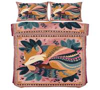 Boho Fox Duvet Cover King Size - Vintage Ethnic Bedding Sets - Tribal Animal Duvet Cover Set 3 Piece - Soft Microfiber Reversible Bedding, 2 Pillowcases & Zipper Closure, 230x220 La390
