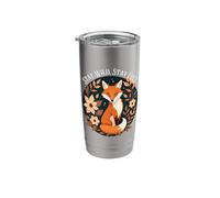 Boho Fox Illustration Cute Flowers Floral Stainless Steel Insulated Tumbler