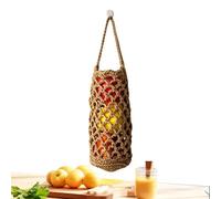 Boho Fruit and Vegetable Basket - Hand Woven Mesh Bag for Fruits and Vegetables in the Kitchen - Wall Mounted Storage - For Home Farm Pantry Living Room Bedroom Balcony Laundry Entrance