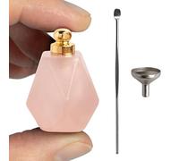 BOHO GARDEN Crystal Keepsake Urn - Wearable Small Container for Ashes, Memorial Urns Made from Real Crystal Material - Includes Spoon, Stick, Funnel & Storage Box (Rose Quartz (Gold))