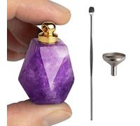 BOHO GARDEN Crystal Keepsake Urn - Wearable Small Container for Ashes, Memorial Urns Made from Real Crystal Material - Includes Spoon, Stick, Funnel & Storage Box - Amethyst, Gold Cap