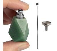 BOHO GARDEN Crystal Keepsake Urn - Wearable Small Container for Ashes, Memorial Urns Made from Real Crystal Material - Includes Spoon, Stick, Funnel & Storage Box - Aventurine, Silver Cap