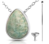 BOHO GARDEN Crystal Urn Necklace - Beautiful Cremation Jewelry For Ashes with Gem Stones - Remembrance Pendant Locket for Holding Human or Pet Cremains - Comes with Funnel, Spoon, Stick - 0.8", S