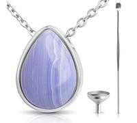 BOHO GARDEN Crystal Urn Necklace - Beautiful Cremation Jewelry For Ashes with Gem Stones - Remembrance Pendant Locket for Holding Human or Pet Cremains - Comes with Funnel, Spoon, Stick - 0.8