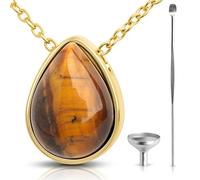 BOHO GARDEN Crystal Urn Necklace - Beautiful Cremation Jewelry For Ashes with Gem Stones - Remembrance Pendant Locket for Holding Human or Pet Cremains - Comes with Funnel, Spoon, Stick - 0.8", S