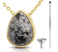BOHO GARDEN Crystal Urn Necklace - Beautiful Cremation Jewelry For Ashes with Gem Stones - Remembrance Pendant Locket for Holding Human or Pet Cremains - Comes with Funnel, Spoon, Stick - 0.8