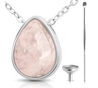 BOHO GARDEN Crystal Urn Necklace - Beautiful Cremation Jewelry For Ashes with Gem Stones - Remembrance Pendant Locket for Holding Human or Pet Cremains - Comes with Funnel, Spoon, Stick - 0.8", S