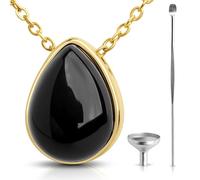 BOHO GARDEN Crystal Urn Necklace - Beautiful Cremation Jewelry For Ashes with Gem Stones - Remembrance Pendant Locket for Holding Human or Pet Cremains - Comes with Funnel, Spoon, Stick - 0.8