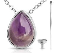 BOHO GARDEN Crystal Urn Necklace - Beautiful Cremation Jewelry For Ashes with Gem Stones - Remembrance Pendant Locket for Holding Human or Pet Cremains - Comes with Funnel, Spoon, Stick - 0.8", S