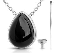 BOHO GARDEN Crystal Urn Necklace - Beautiful Cremation Jewelry For Ashes with Gem Stones - Remembrance Pendant Locket for Holding Human or Pet Cremains - Comes with Funnel, Spoon, Stick - 0.8", S