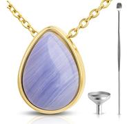 BOHO GARDEN Crystal Urn Necklace - Beautiful Cremation Jewelry for Ashes with Gemstones - Keepsake Pendant Locket for Keeping Human Creams or Pets - Comes with Funnel, stainless-steel,gemstone