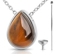 BOHO GARDEN - Glass Urn Necklace - Beautiful Cremation Jewelry for Ashes with Gemstones - Keepsake Pendant Locket to Hold Human or Pet Cremains - Comes with Funnel, Stainless Steel, Gemstone, Crystal
