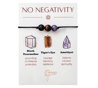 BOHO GARDEN New Healing Beads Bracelets - Spiritual Crystal Beads Bracelet - Made from 3 Real and Natural Gemstones - Adjustable 3-9.7" Black Rope - Jewelry, 8mm, Stone, Quartz