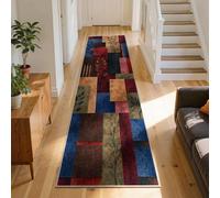 Boho Geometric Leaf Area Rug, Multi-Colour Patchwork Carpet 60x120cm | Abstract Botanical Art Design, Decorative Floor Mat for Living Room, Bedroom and Lounge