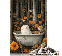 Boho Ghost Bathtube Forest Wooden Jigsaw Puzzles for Adults 1000 Piece Rectangular Puzzle for Adults Game 1000pcs (75x50cm)