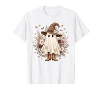 Boho Ghost Witch Hat Fall Floral Spooky Season Value Graphic T-Shirt, Men, White, L