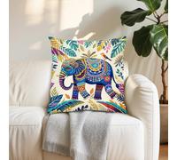 Boho Gifts Elephant Pillow Covers, Jungle Animals Floral Decorative Throw Pillow Cases, Tropical Palm Leaf Mandala Bohemian Decor Cushion Case for Living Room Sofa Couch Bedroom Patio