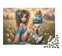 Boho Girl 1000 Piece Jigsaw Dandelion Field As A Gift Mental Relaxation Birthday Present Wall Decor Framed Puzzle Art for Adults 52x38cm/1000pcs