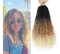 Boho Goddess Braids Crochet Hair for Black Women 18 Inch 8 Packs Bohemian Hair Extensions With Curly Ends Box Braids (1B/27/613, 18 Inch (Pack of 8))