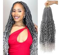 Boho goddess braids extensions hair for Black Women 22 Inch 8 Packs Bohemian Crochet Braids Hair Extensions with Curly Ends Boho Box Braids Crochet Hair (T-silvery-grey, 22 Inch (Pack of 8))