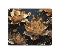 Boho Gold Flowers Mouse Pads Custom Design, Waterproof Gaming Mousepad Washable Computer Mousepads with Non-Slip Rubber Base Square Mouse Mat for Laptop Office Home 10 x 12 inch