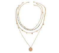 Boho Gold Layered Turquoise Necklace for Women,Multi Western Long Necklaces