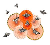 Boho Gold Orange Beige Moth Fan Wall Decoration for Bohomian Halloween Decorations Butterfly Paper Fan Hanging Wall Decor Home Birthday Bridal Baby Shower Party Supplies