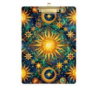 Boho Golden Stained Glass Moon Sun Stars Starry menu clipboards for Restaurants Hard Board for First Year Teacher Must Haves Size 9 x 12