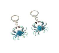 Boho Gradient Crab Dangle Earrings Beach Enamel Crab Drop Huggie Hoop Earrings Cute Animal Cartoon Earrings Hawaiian Ocean Jewelry for Women