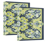 Boho Green Bloom 1 and A Half Inch Binders for School 3 Ringed with Pocket Cover Pack of 1/2 Aesthetic Binder 200 Sheets