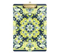 Boho Green Bloom Little clipboard Hard Board for Volleyball Baseball Coaches Size 9 x 12 Gold
