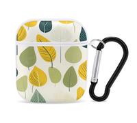 Boho Green Plants Leaves Earphone Case Cover Compatible with AirPods 1&2 Shockproof Bluetooth Headset Case White-style