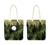 Boho Green Woodland Forest Earth Tones Trees Pet Canvas Bag, Portable Shoulder Carrying Bag Cat Carriers for Outdoor Shopping Camping
