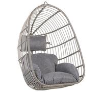 Boho Grey Hanging Chair without Stand Indoor-Outdoor Wicker Egg Shape Casoli