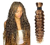 Boho Hair Braiding Hair 18 Inch P4/27 Human Hair Curly 2 Bundles 100g Deep Wavy Human Hair for Braiding